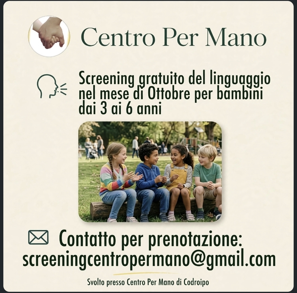 Screening gratuito del linguaggio: a ottobre al Centro Per Mano di&nbsp;Codroipo